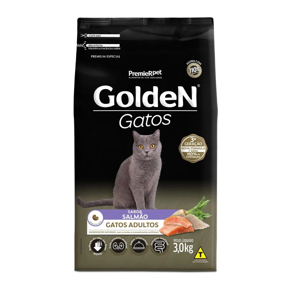 Ração Golden Gatos Adultos Salmão 3kg