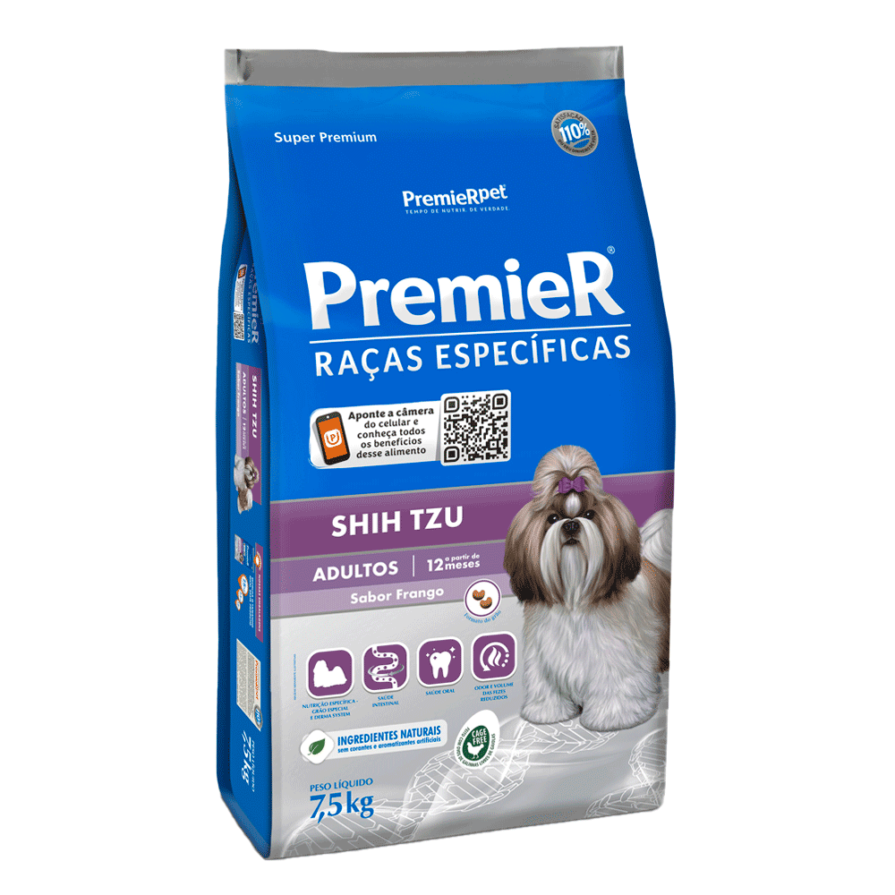 Ração Premier Shih Tzu Adultos Frango Raças Específicas 7,5 kg