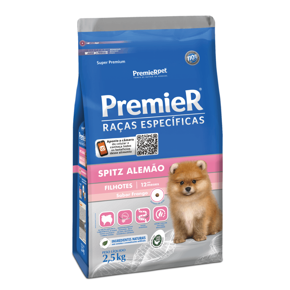 Ração Premier Raças Específicas Spitz Alemão Filhotes Frango 2,5 kg