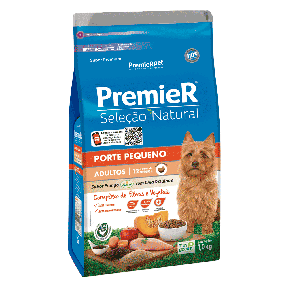 Ração Premier Seleção Natural Cães Adultos Pequeno Porte Frango com Chia e Quinoa 1 kg