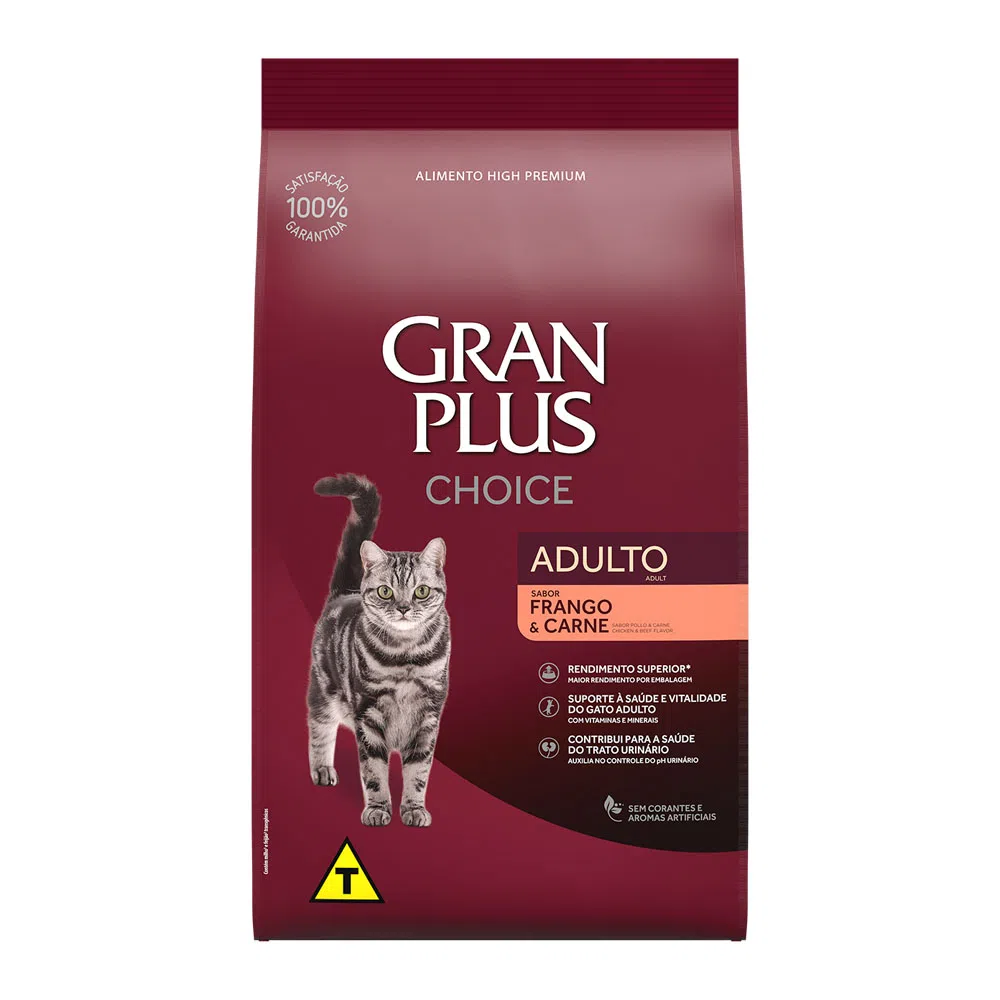 Ração GranPlus Choice Gatos Adultos Frango e Carne 10,1 kg