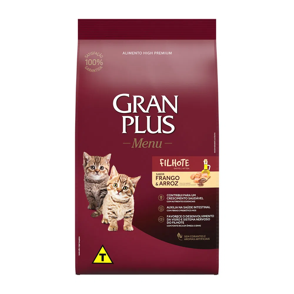 Ração GranPlus Menu Gatos Filhotes Frango e Arroz 1kg