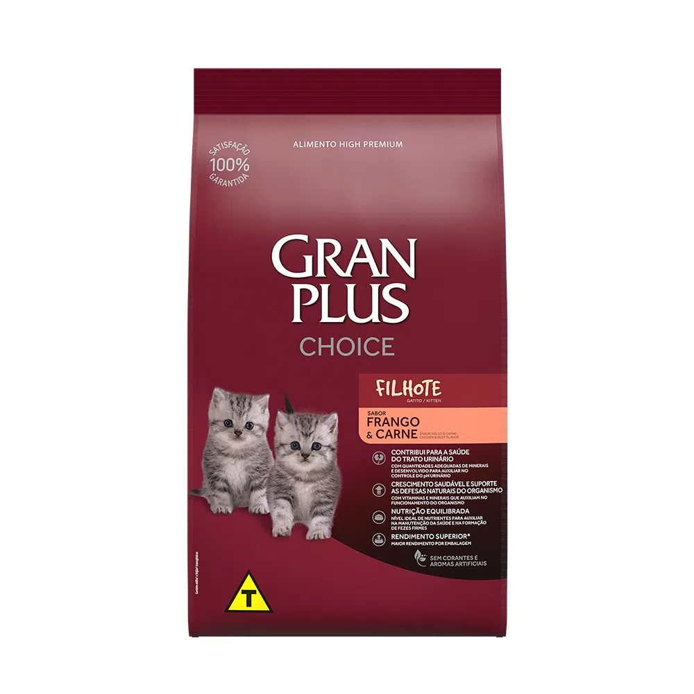 Ração GranPlus Choice Gatos Filhotes Frango e Carne 10,1 kg